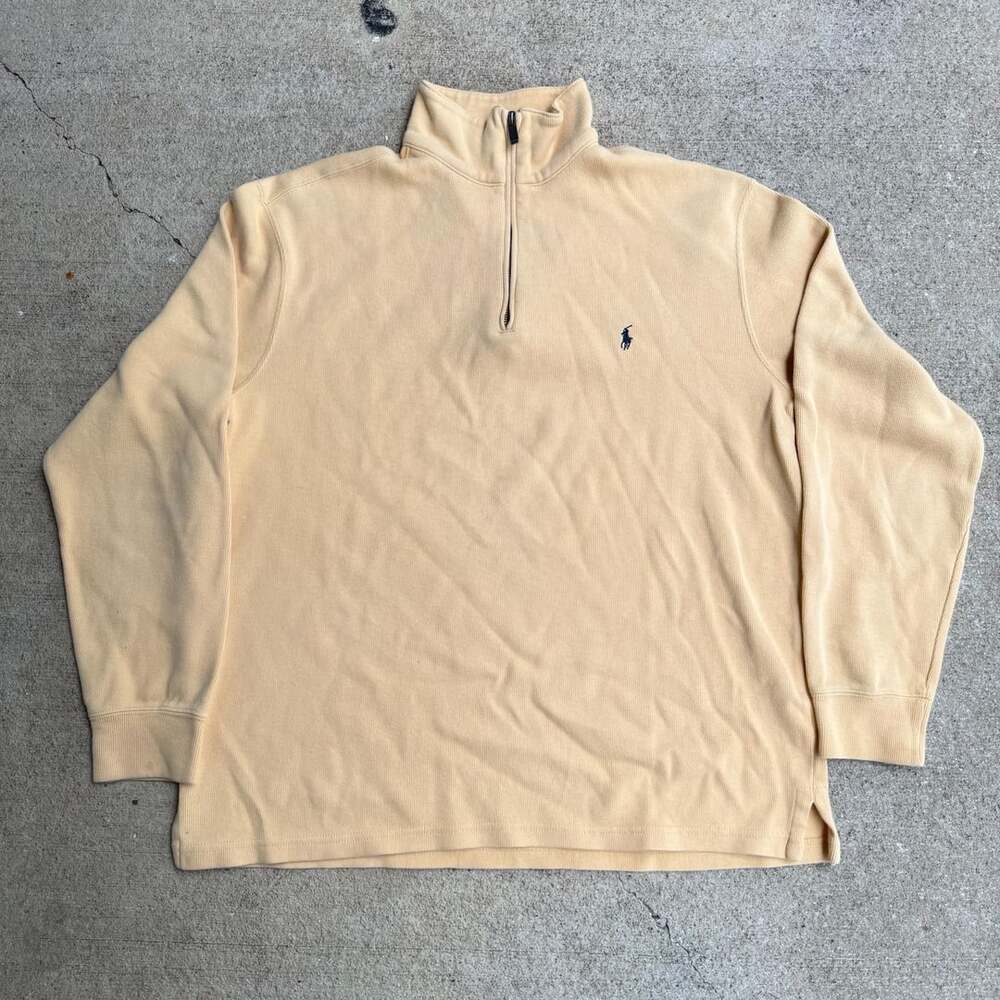 Polo Ralph Lauren Vintage 100% Cotton Quarter-Zip Pullover Sweater Size L